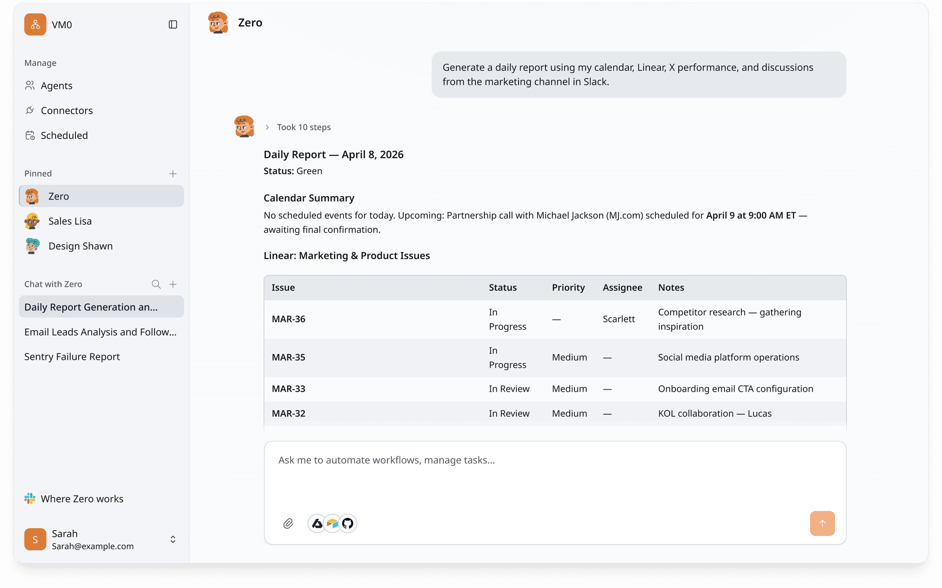 Daily business brief generated by Zero